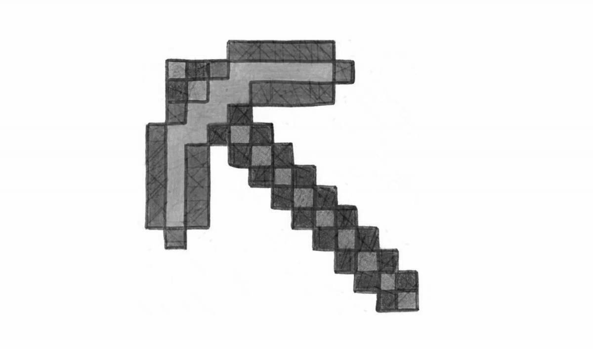 Colorful minecraft diamond pickaxe coloring page