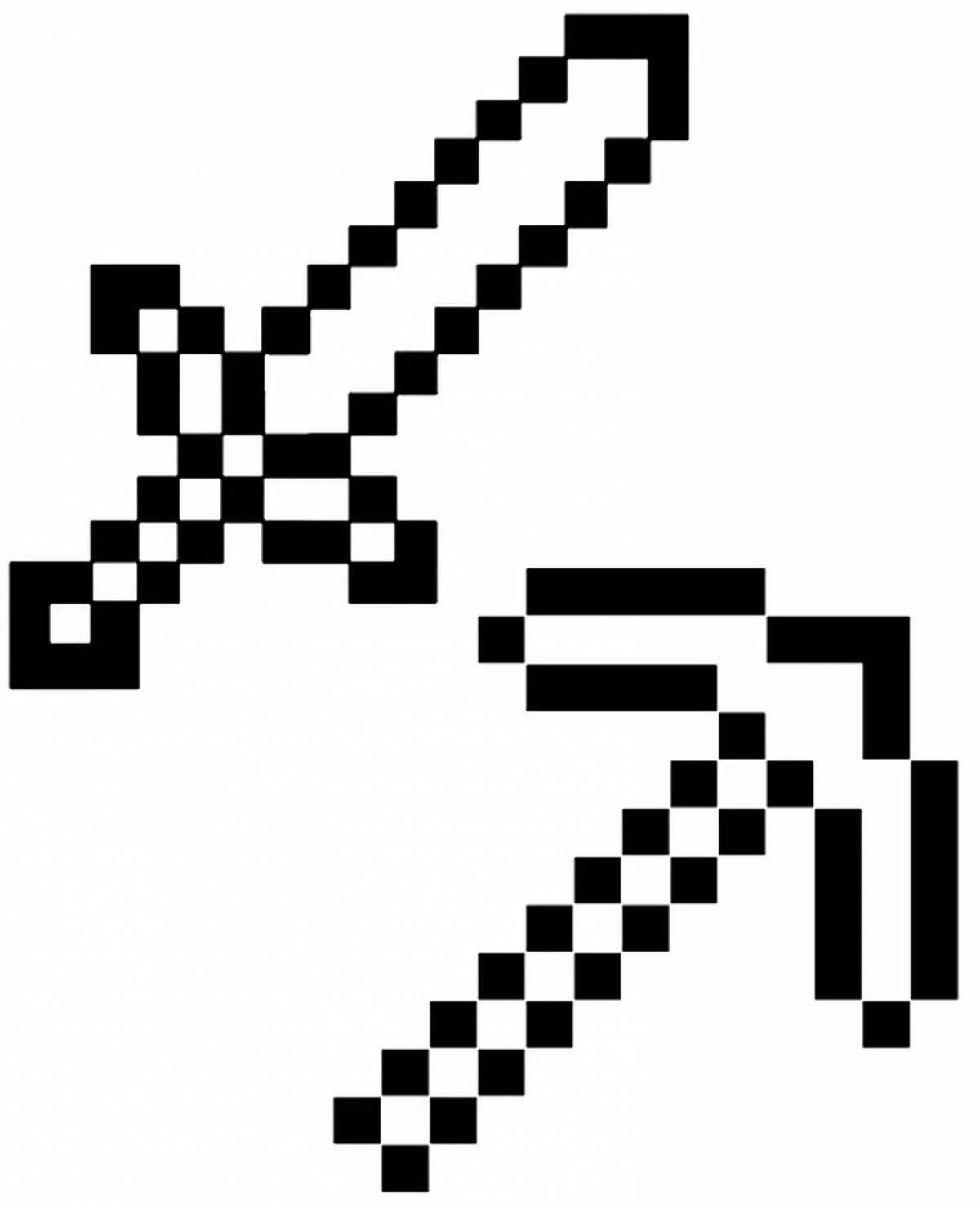 Diamond pickaxe minecraft coloring page