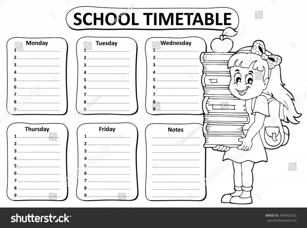 Innovative Anime Lesson Schedule coloring page
