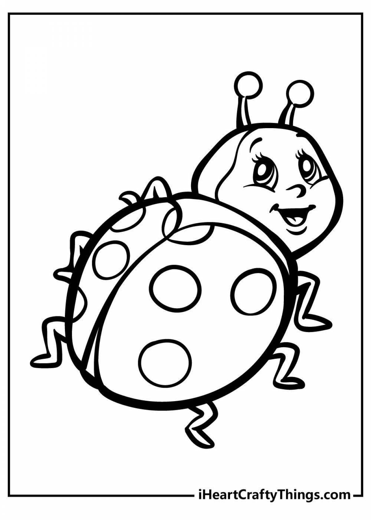 Coloring page charming ladybug