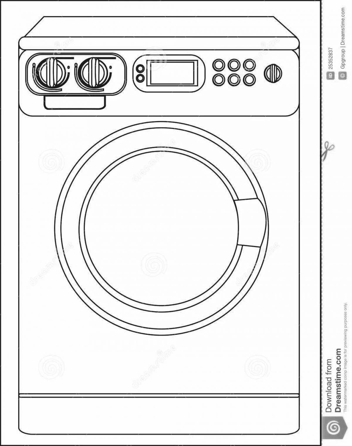 Vibrant washing machine coloring page for toddlers