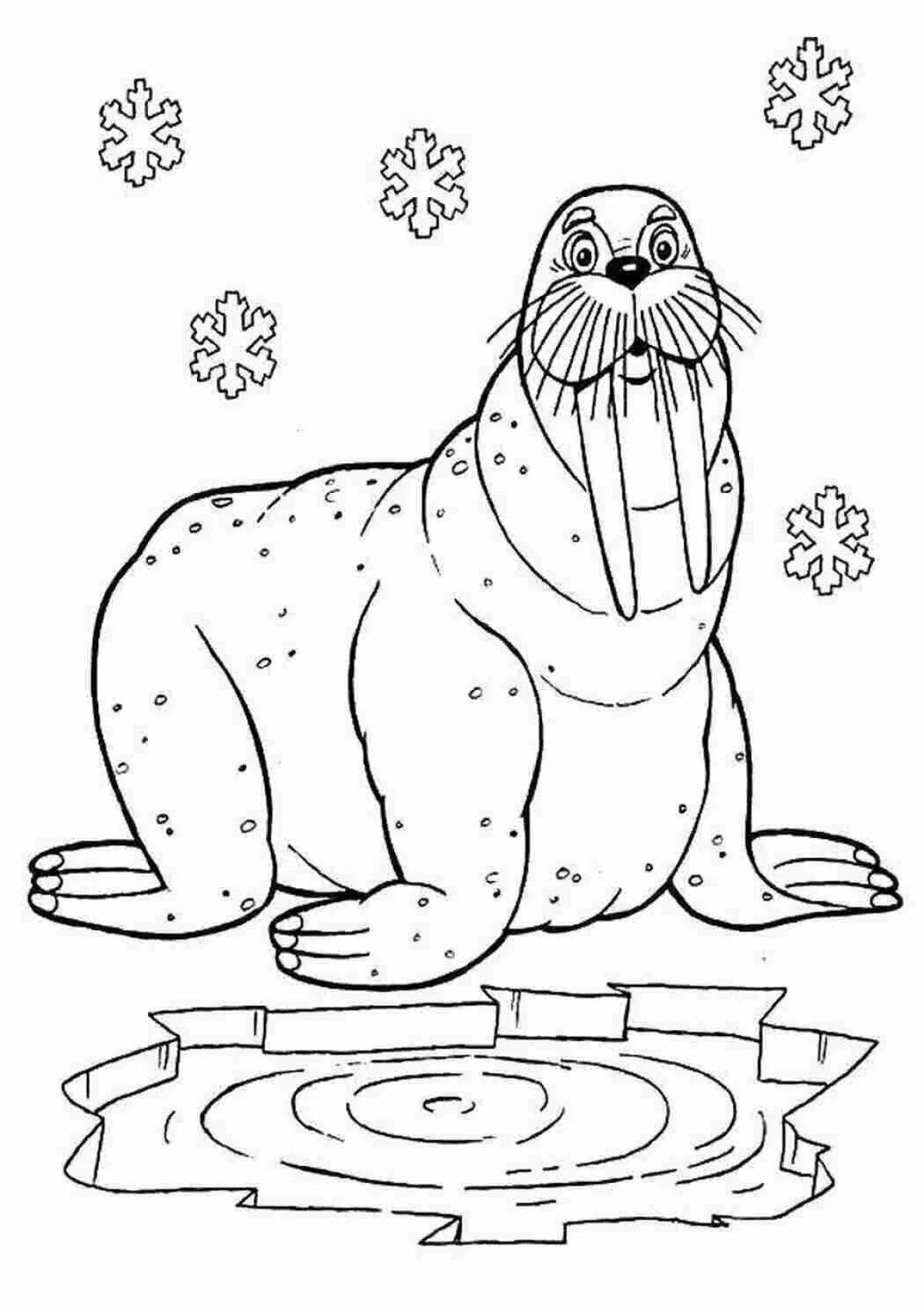 Coloring book playful arctic hare