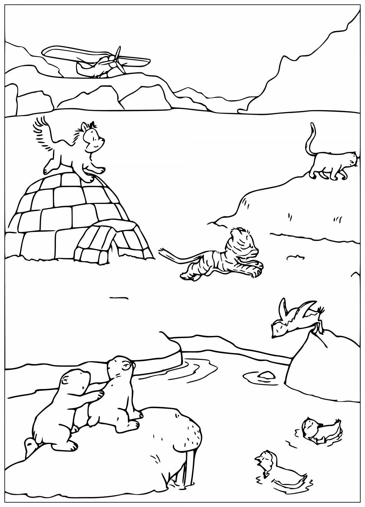 Раскраска «игривая семья арктических зайцев»