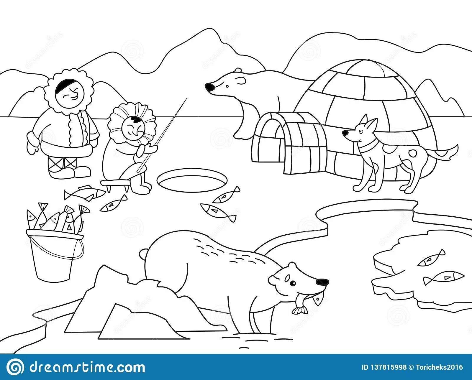 Coloring page graceful arctic foxes climb
