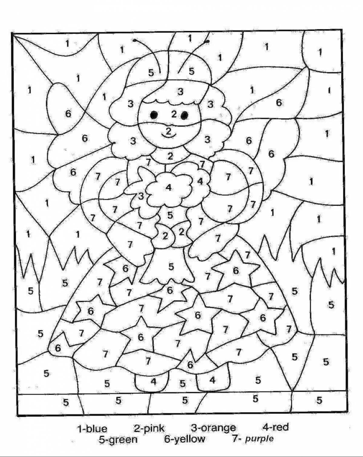 Color bright coloring book coloring by numbers