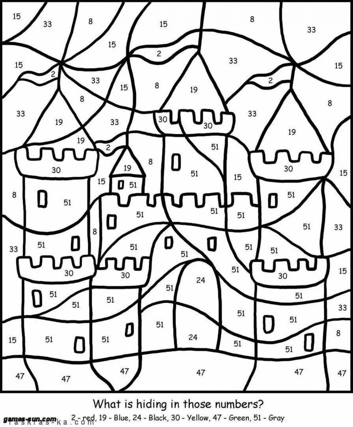 Exciting coloring book color by number
