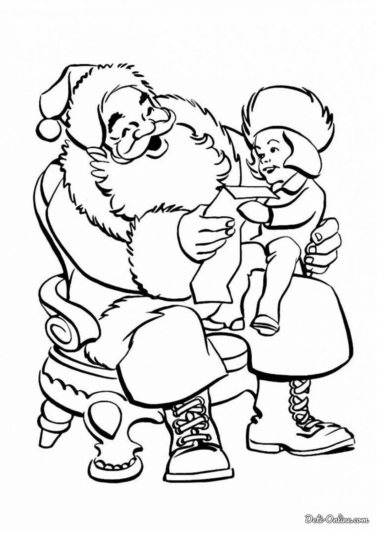 Coloring page cheerful santa claus