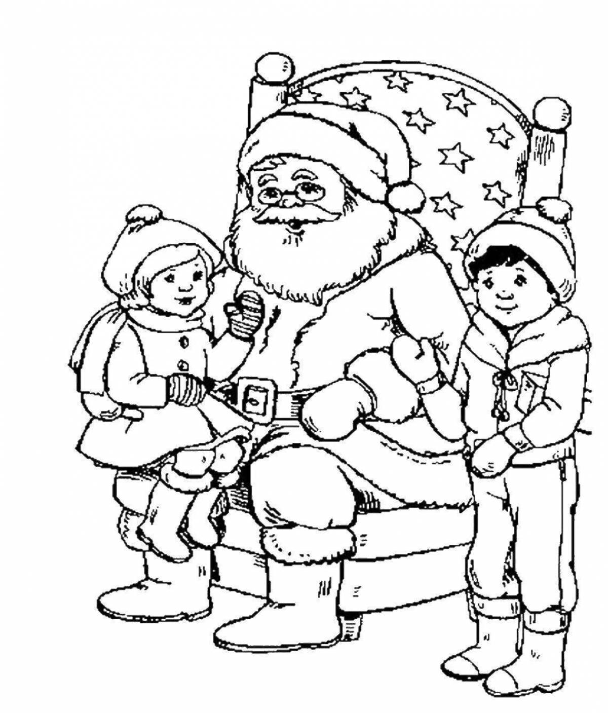 Coloring playful santa claus