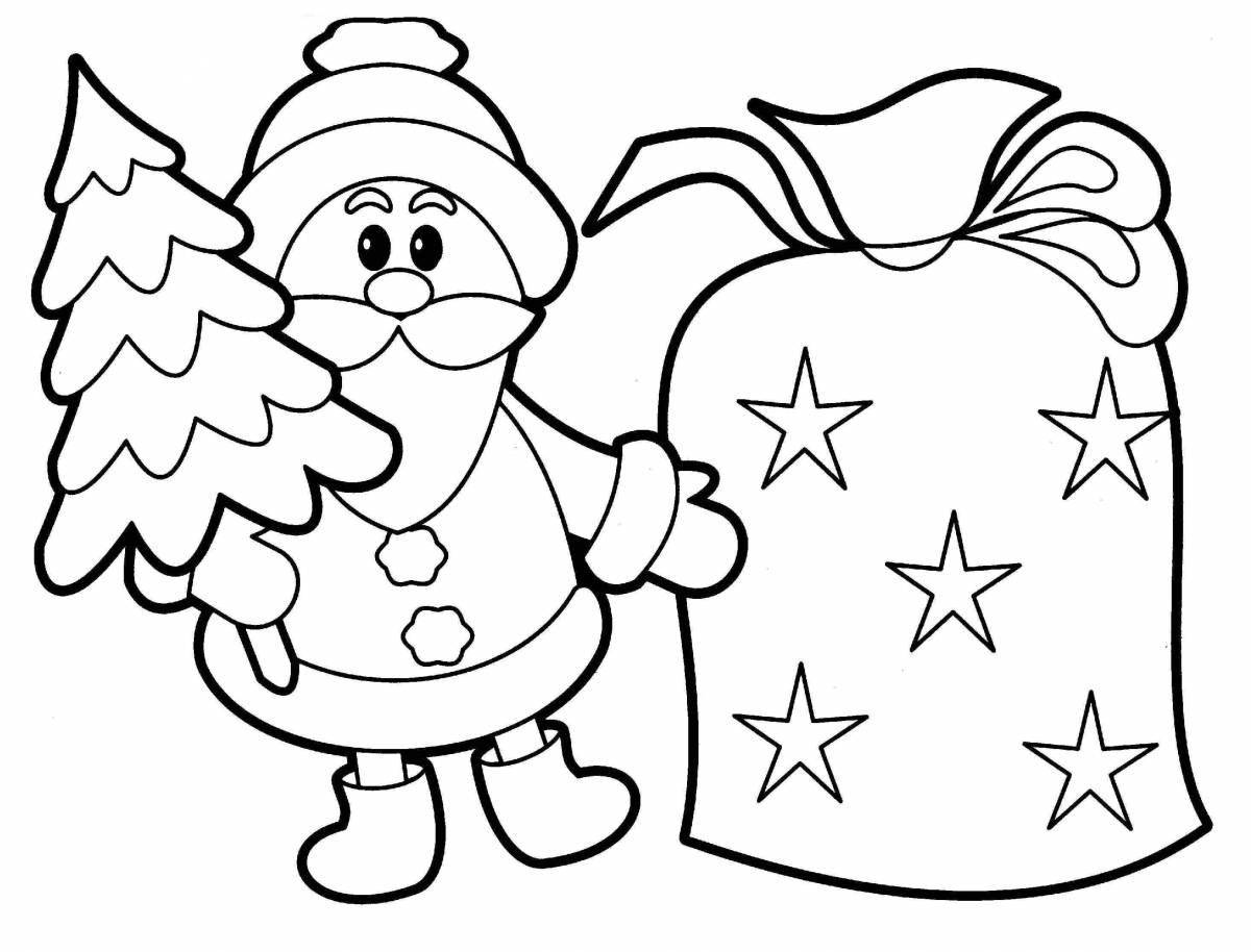 Coloring book shining santa claus