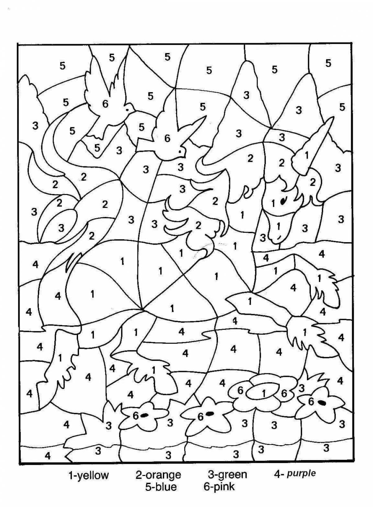 Fun find game by numbers coloring page