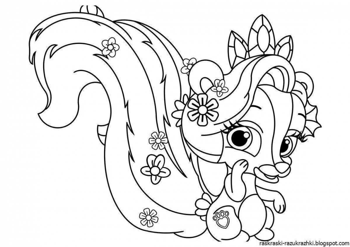 Adorable animal princess coloring book for girls