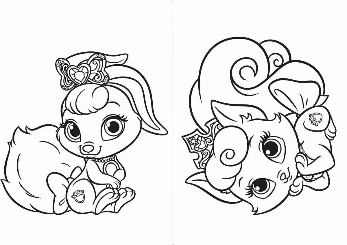 Exquisite animal princess coloring book for girls