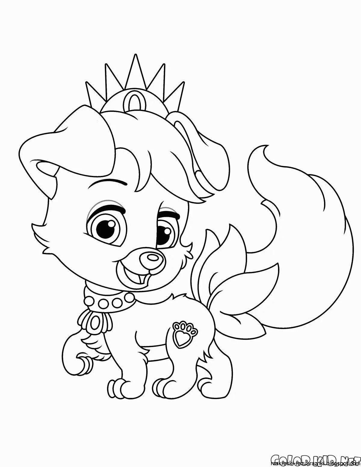 Adorable animal princess coloring pages for girls