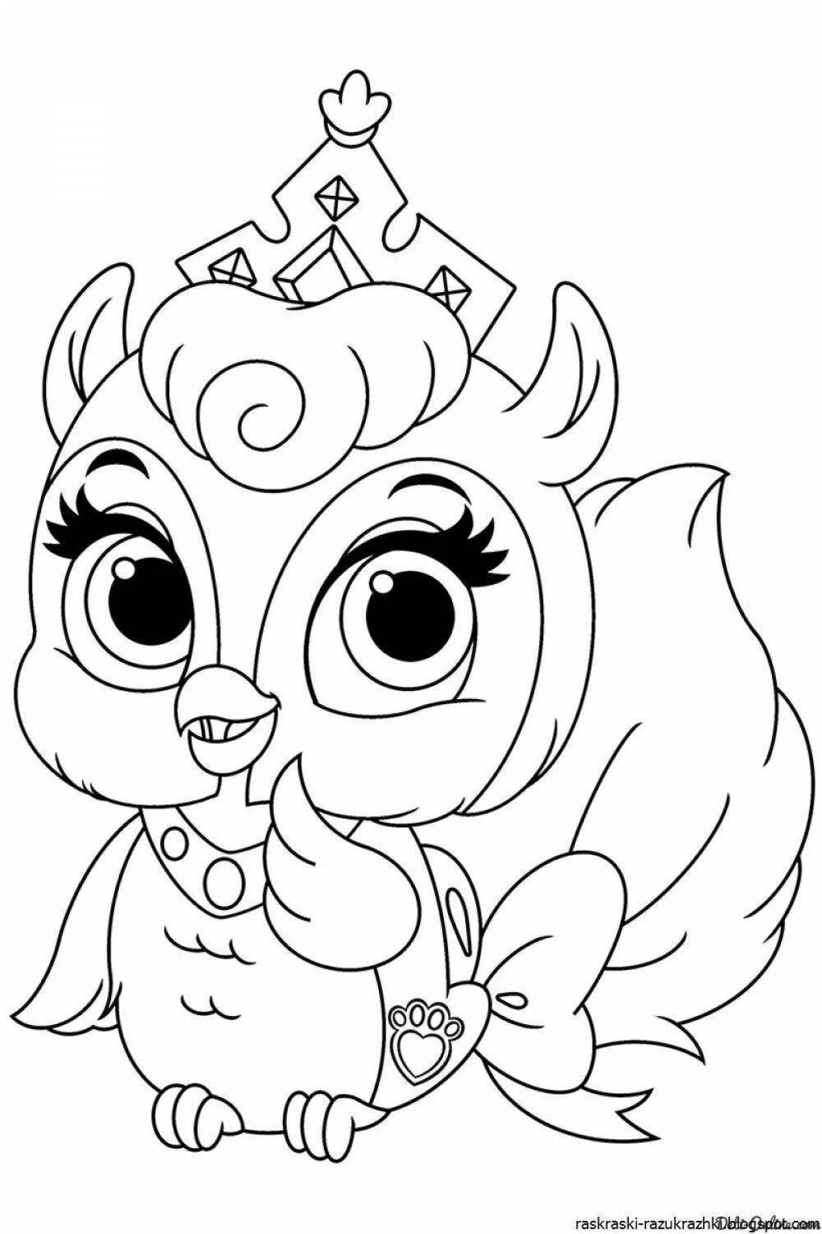 Beautiful coloring book for girls with animal princesses