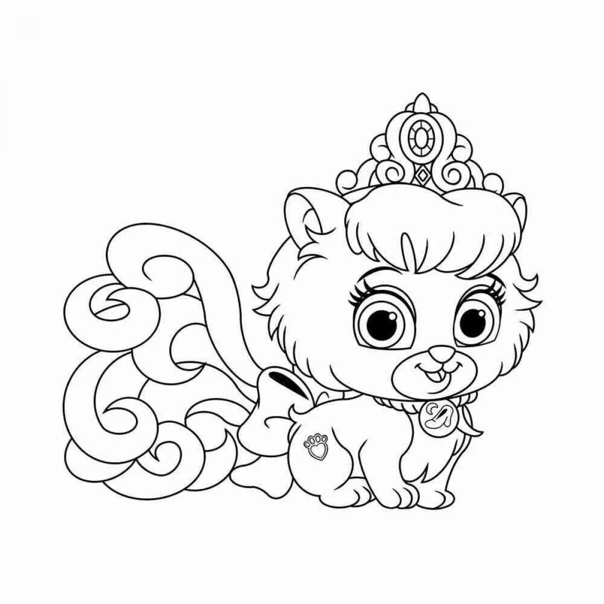 Gorgeous animal princess coloring book for girls