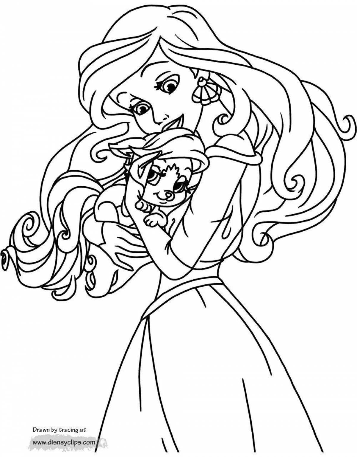 Photo Glitter coloring book for girls with animal princesses