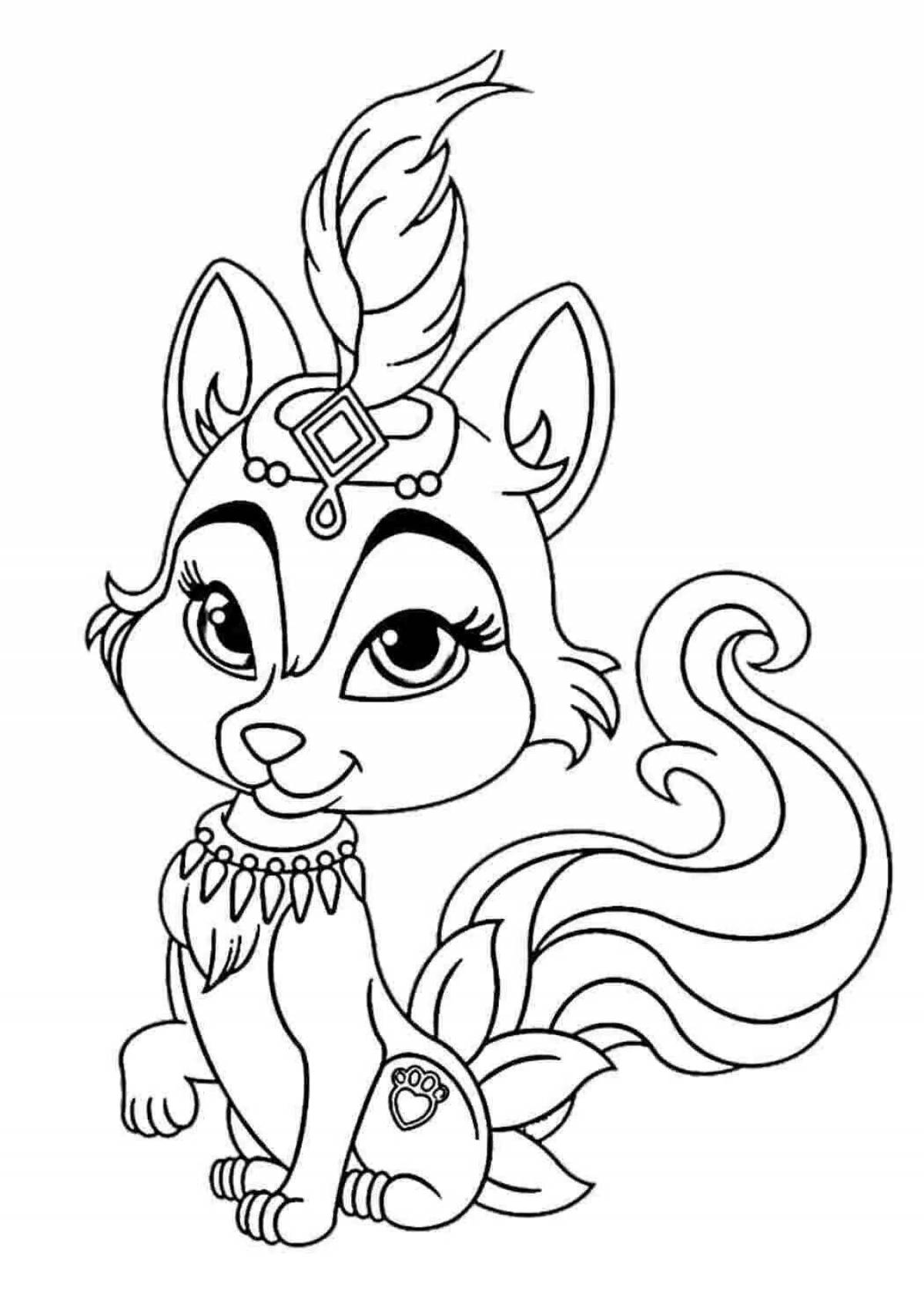 Beautiful animal princess coloring page for girls