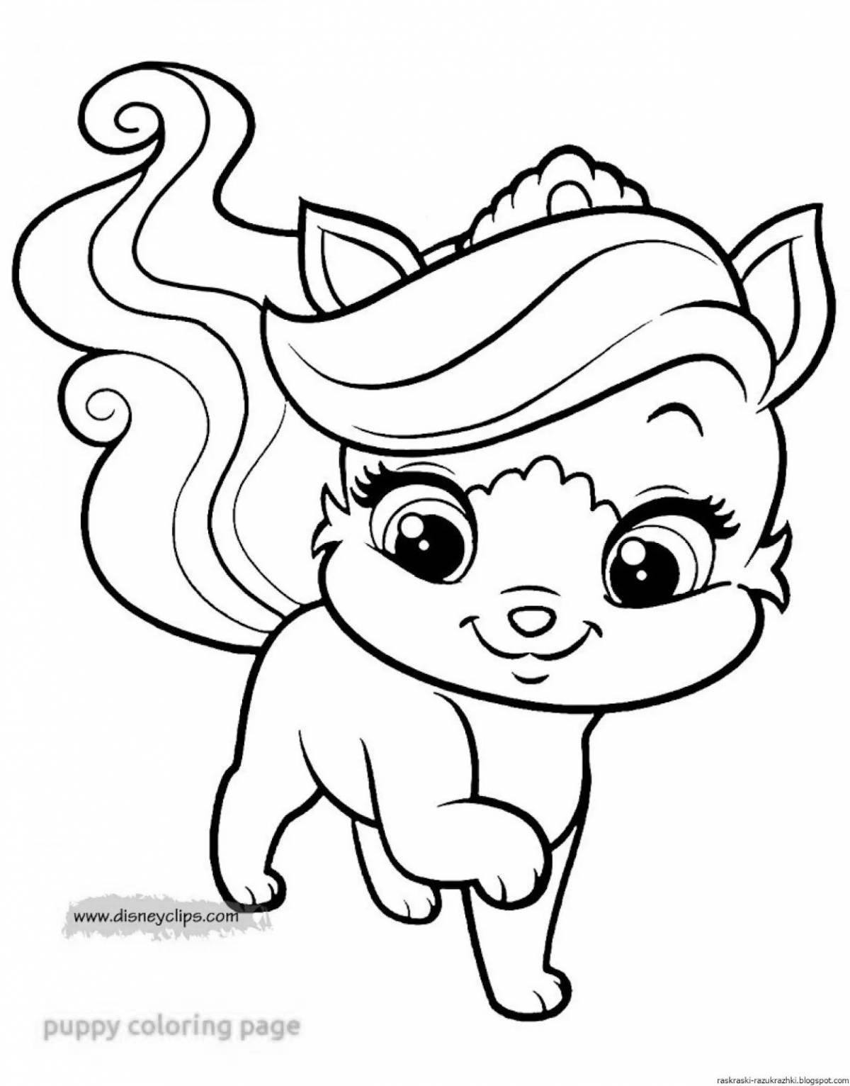 Gorgeous animal princess coloring book for girls