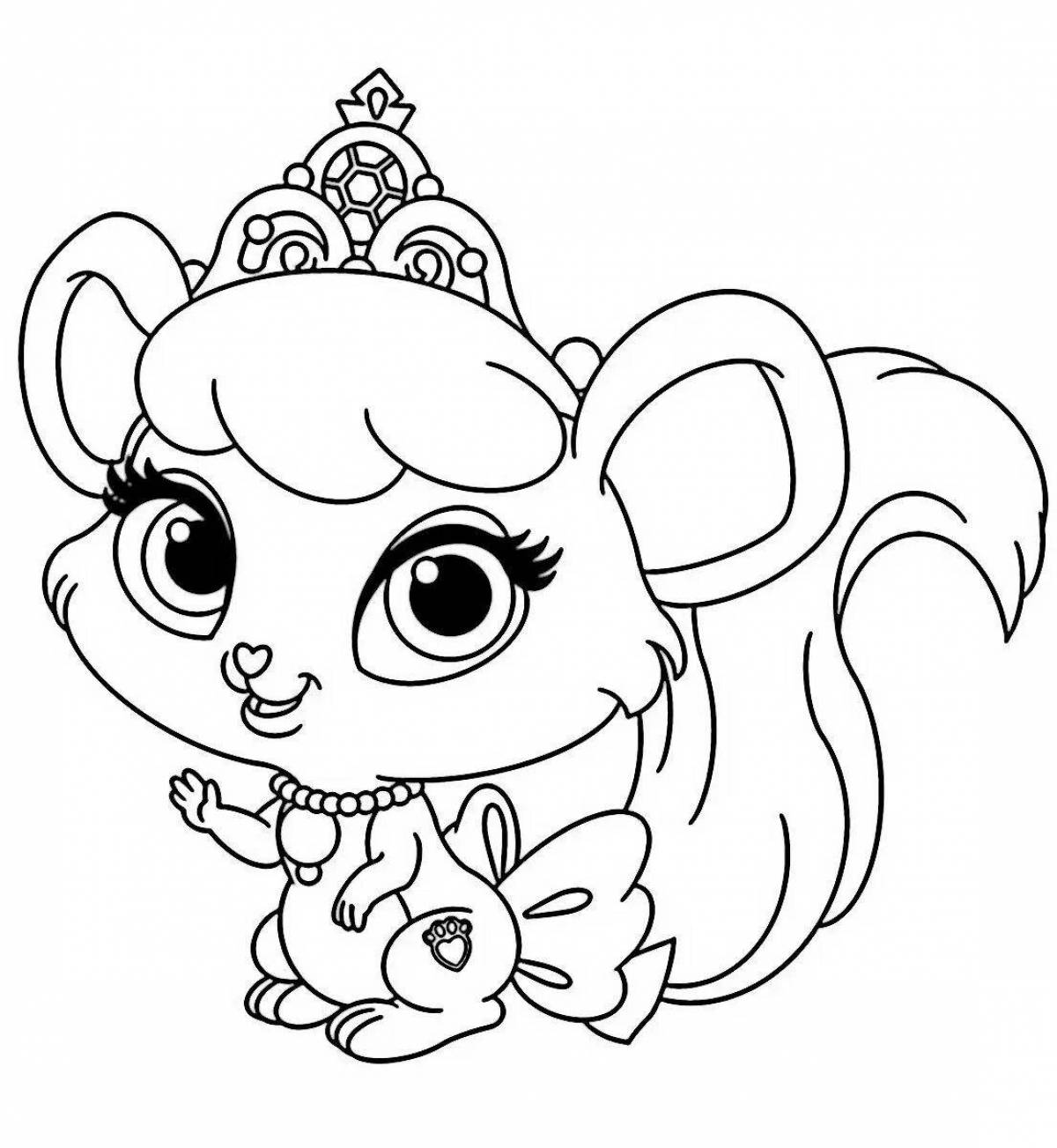 Glitter animal princess coloring book for girls