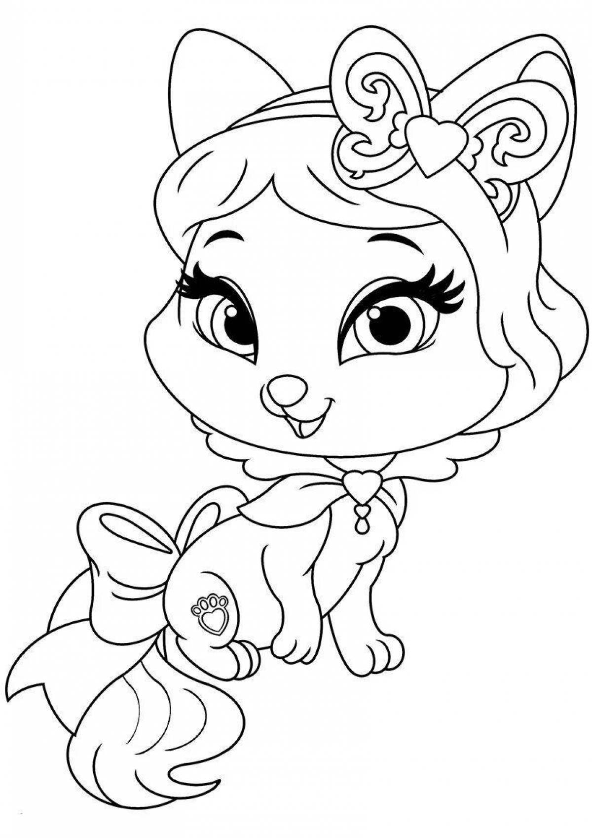 Amazing animal princess coloring book for girls