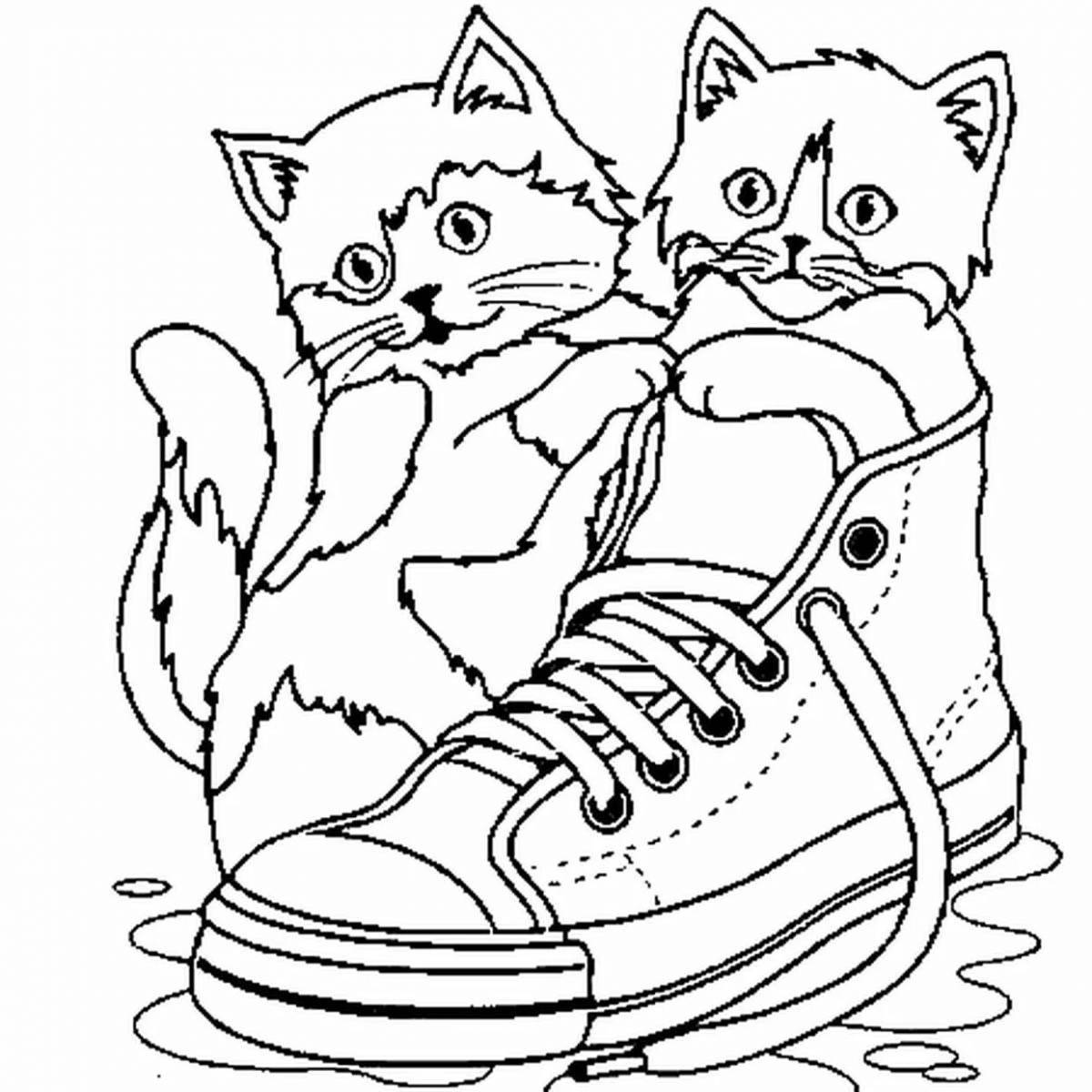 Coloring page graceful kitten