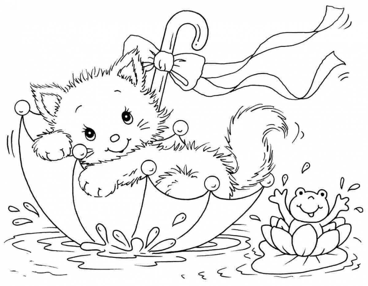 Coloring book adorable kitten