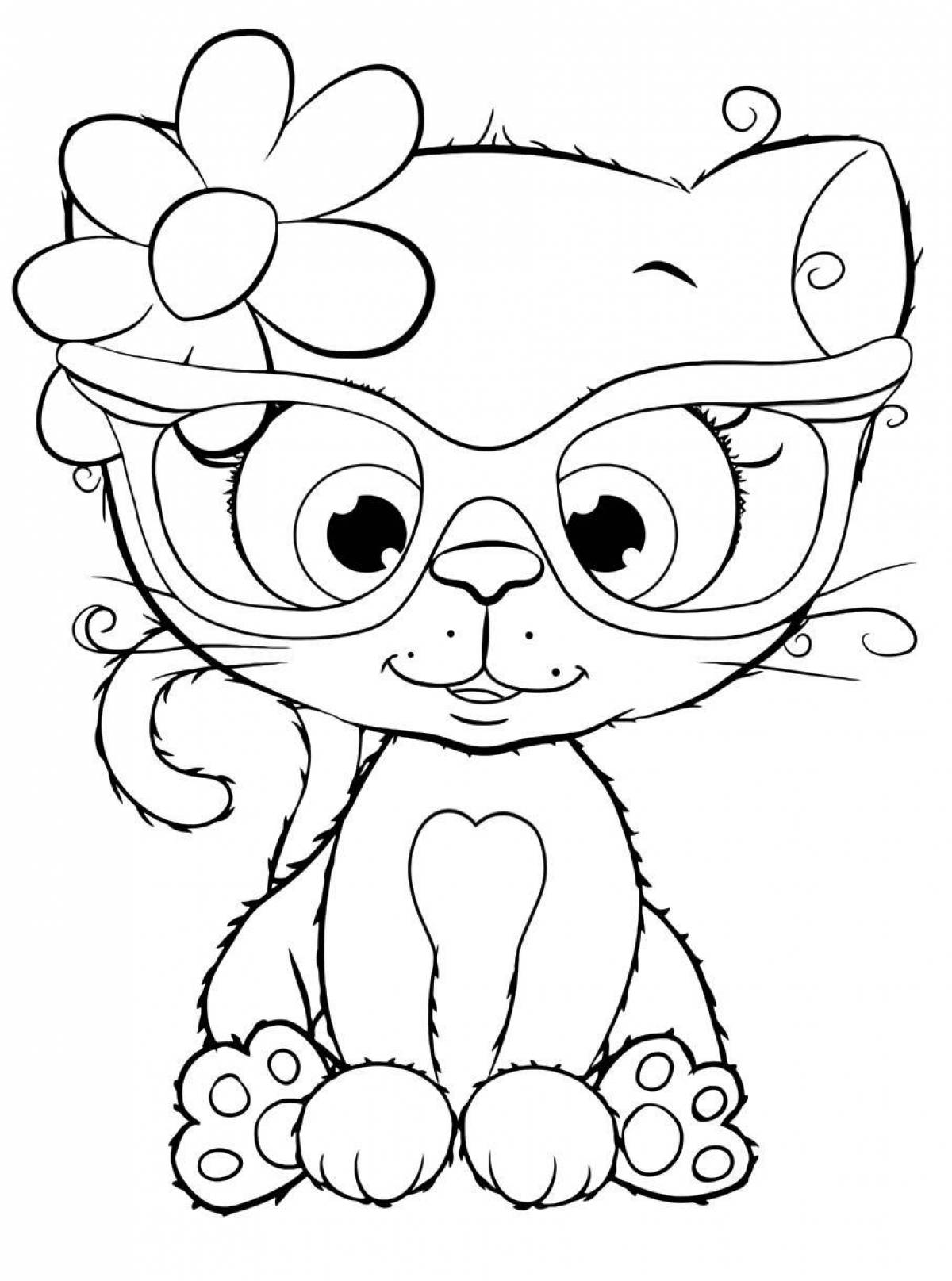 Coloring page graceful kitten
