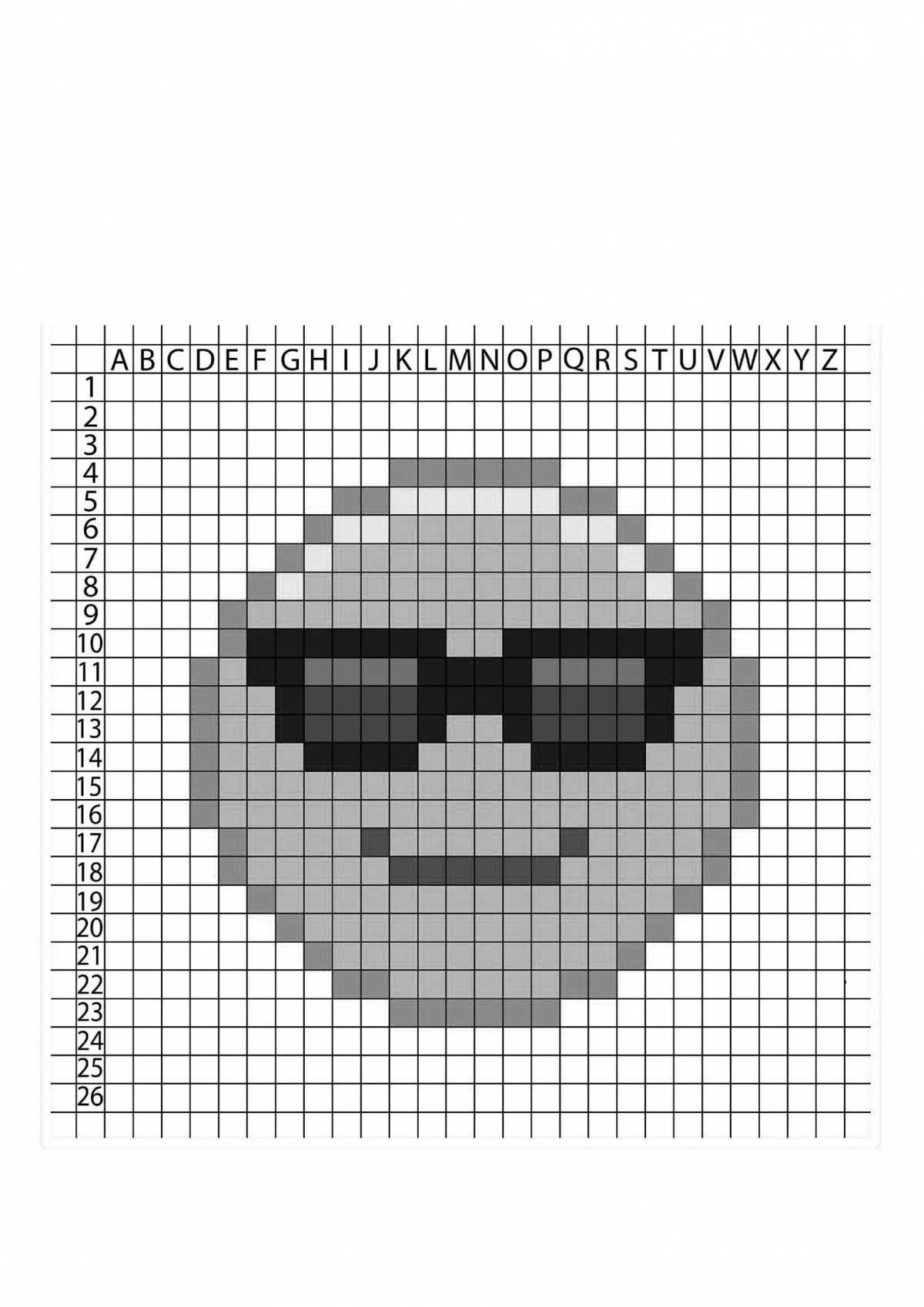 Яркая страница раскраски pixel art