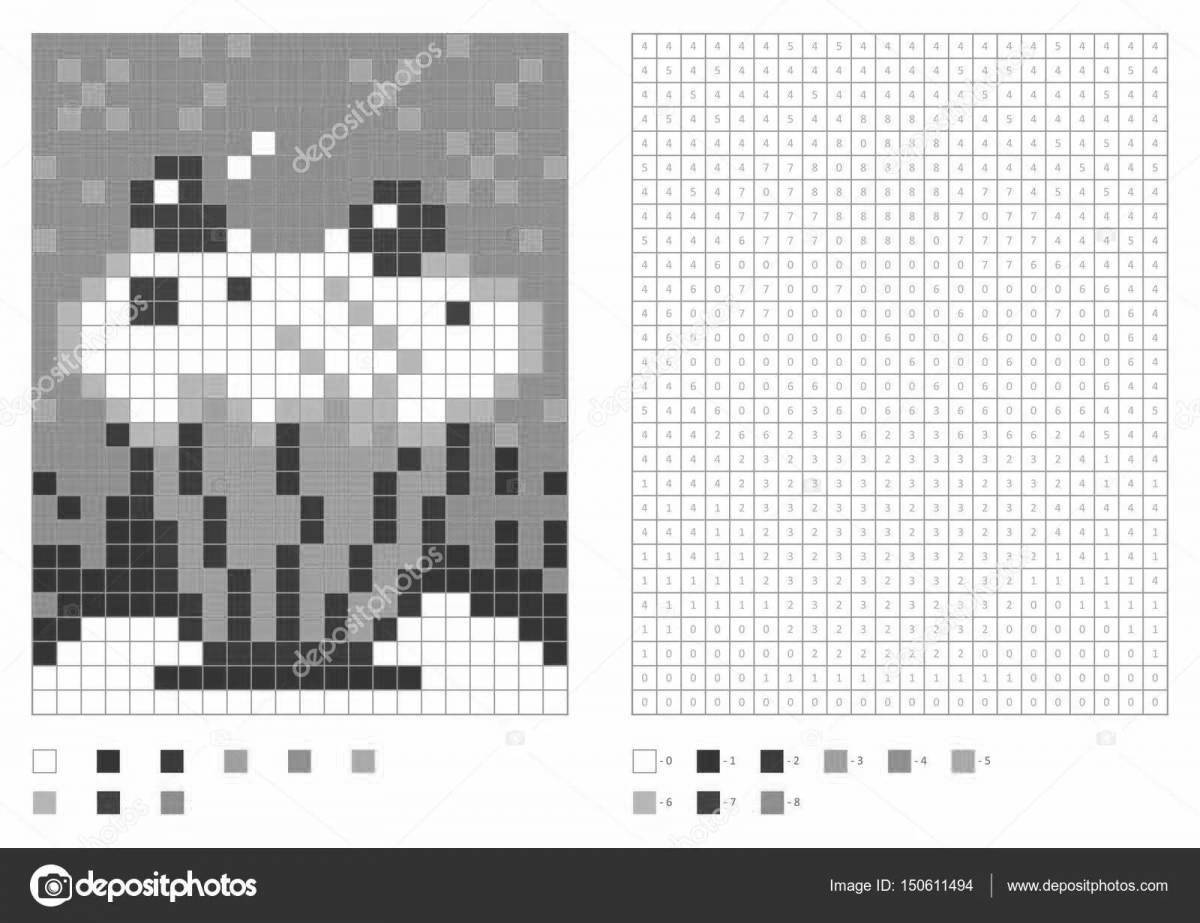 Веселая страница раскраски pixel art