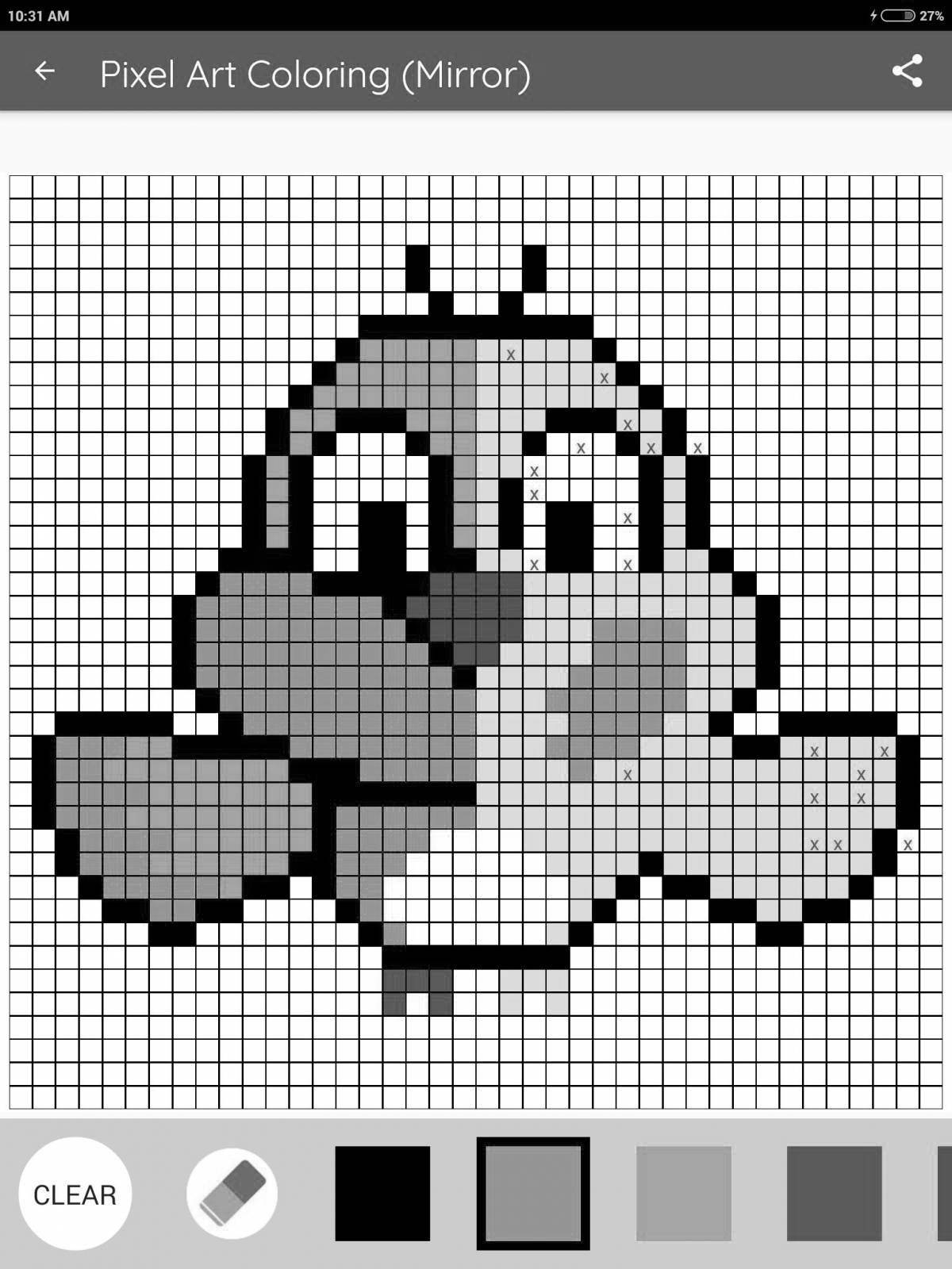 Glowing pixel art coloring page