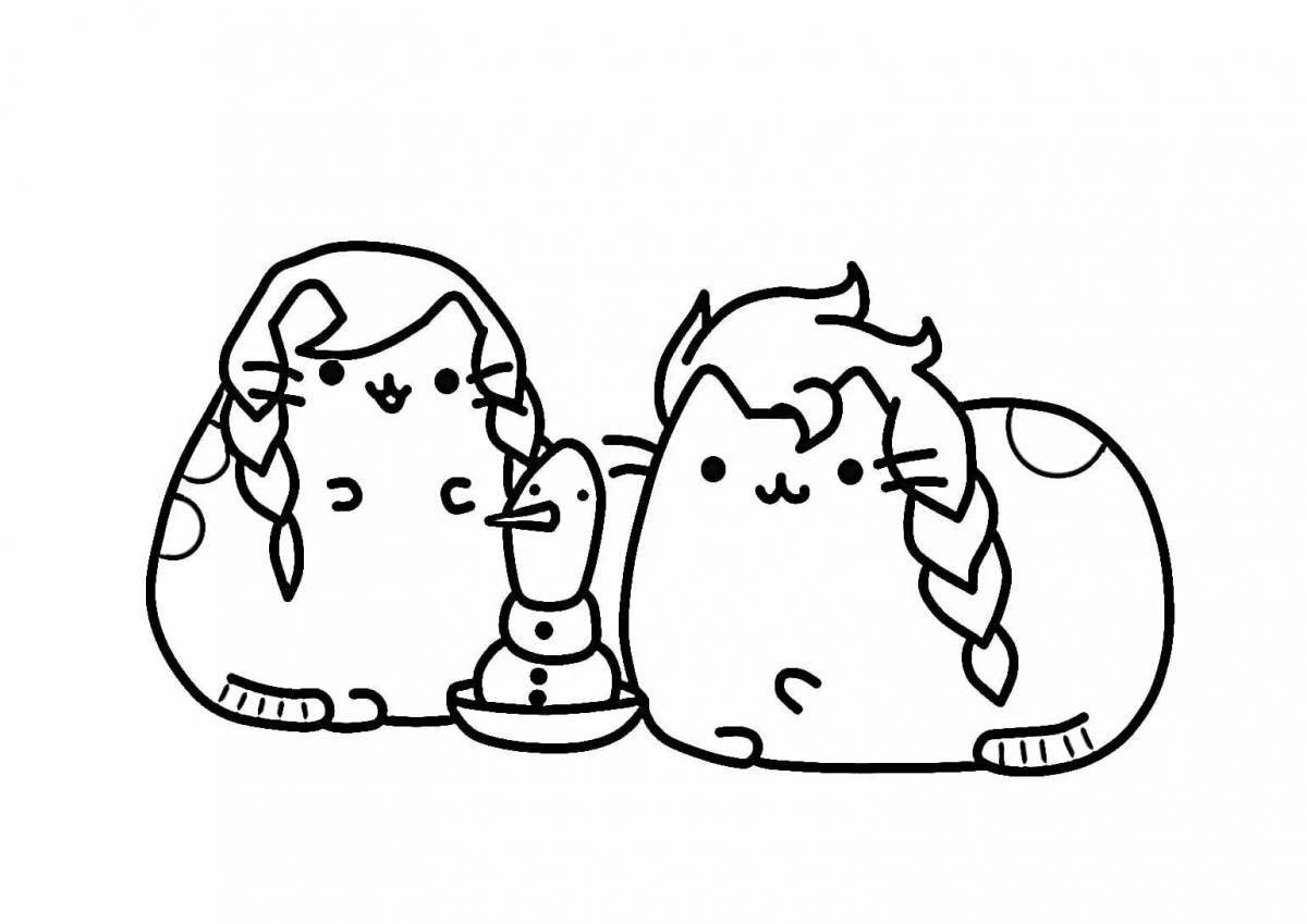 Adorable Pusheen Cat Coloring Page