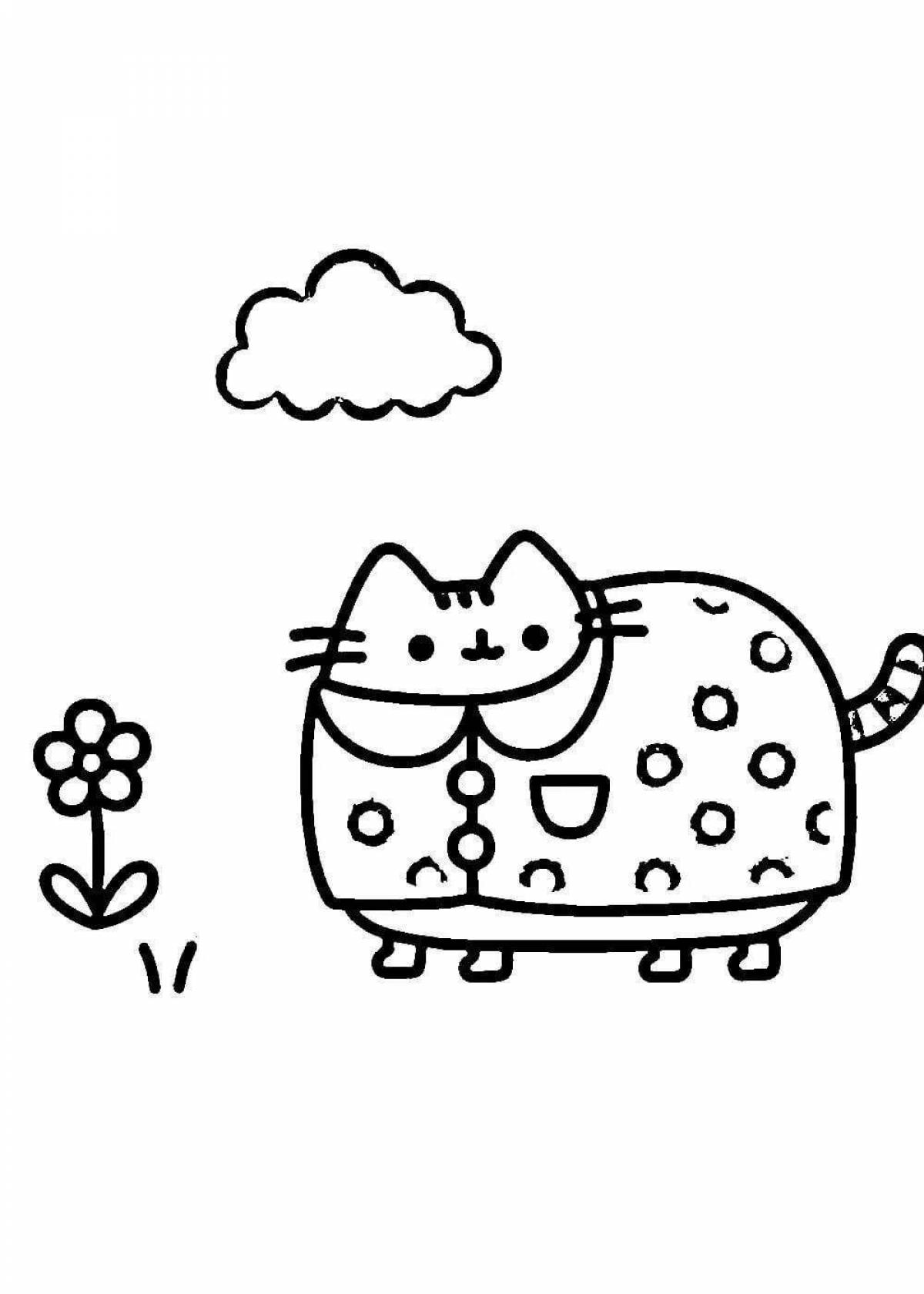 Sweet pusheen cat coloring page