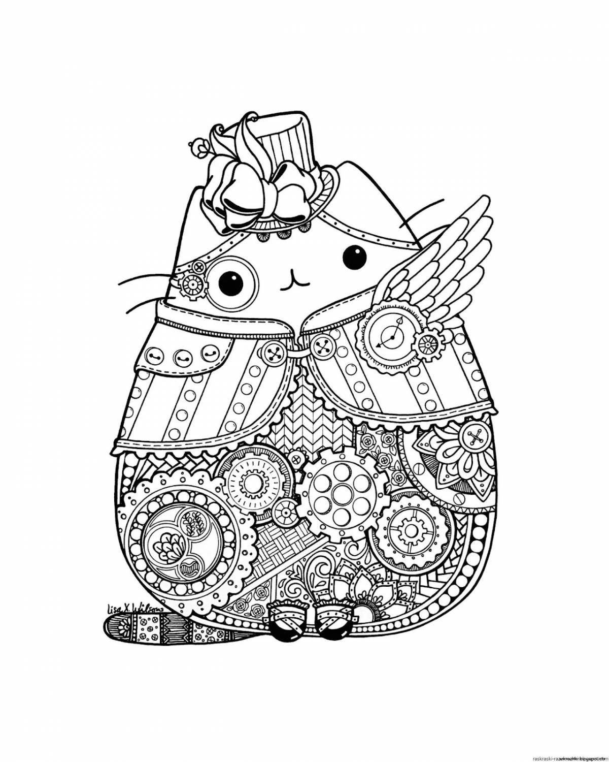 Coloring page sparkling pusheen cat