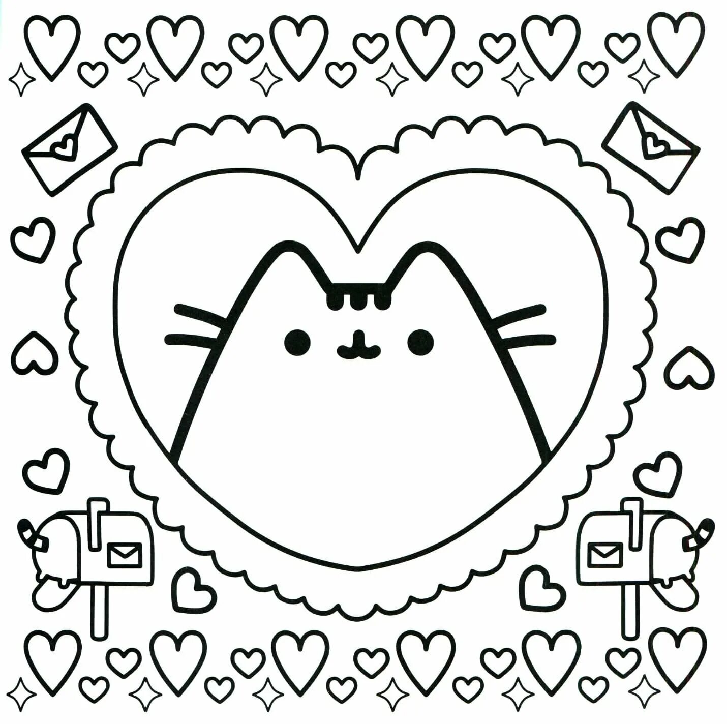 Coloring book smart pusheen cat