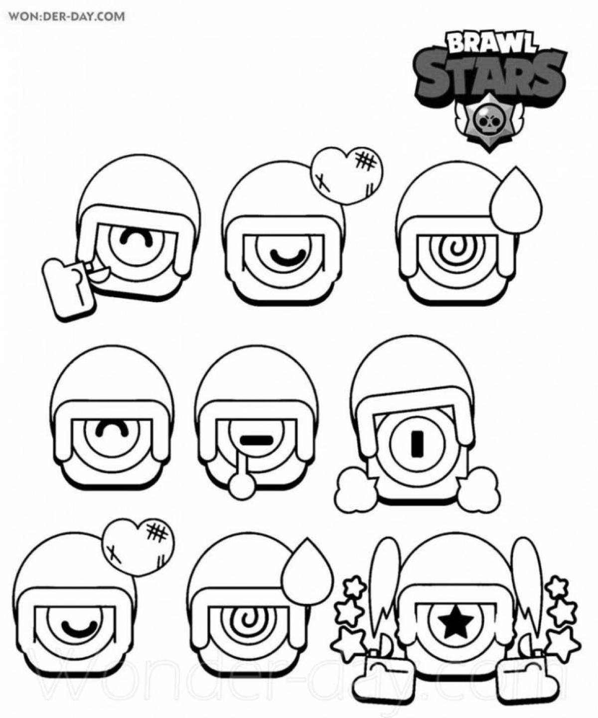 Colorful coloring brawl stars brawler icons