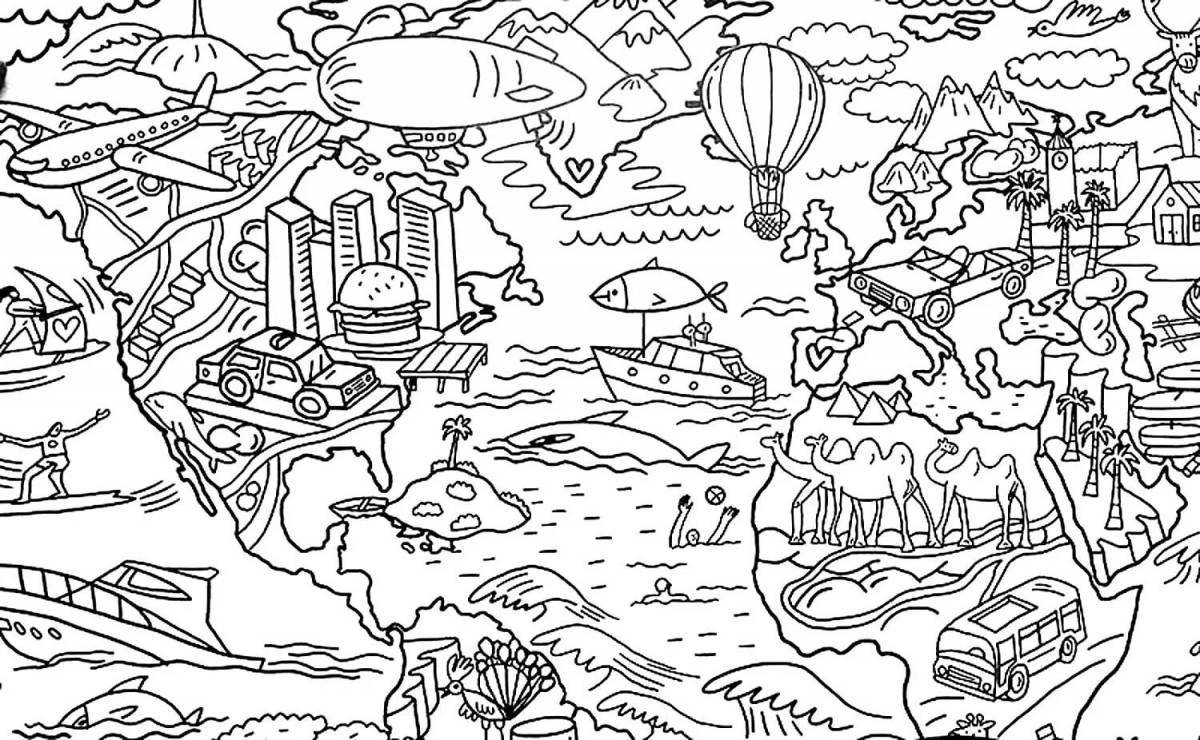 Photo Colorful geography coloring book for grade 8