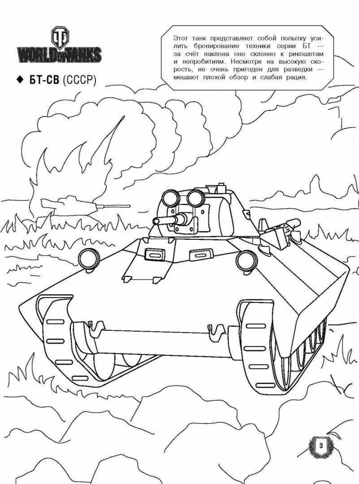 Colorful world of tank blitz coloring page