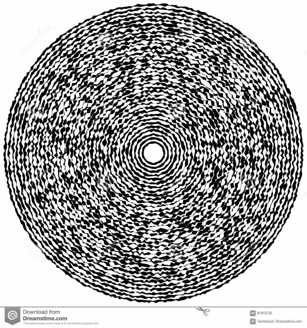 Насыщенные цветом круглые линии создают раскраску