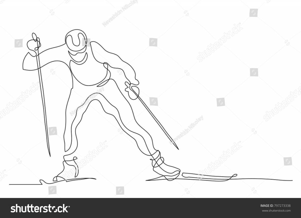 Проворный лыжник в движении