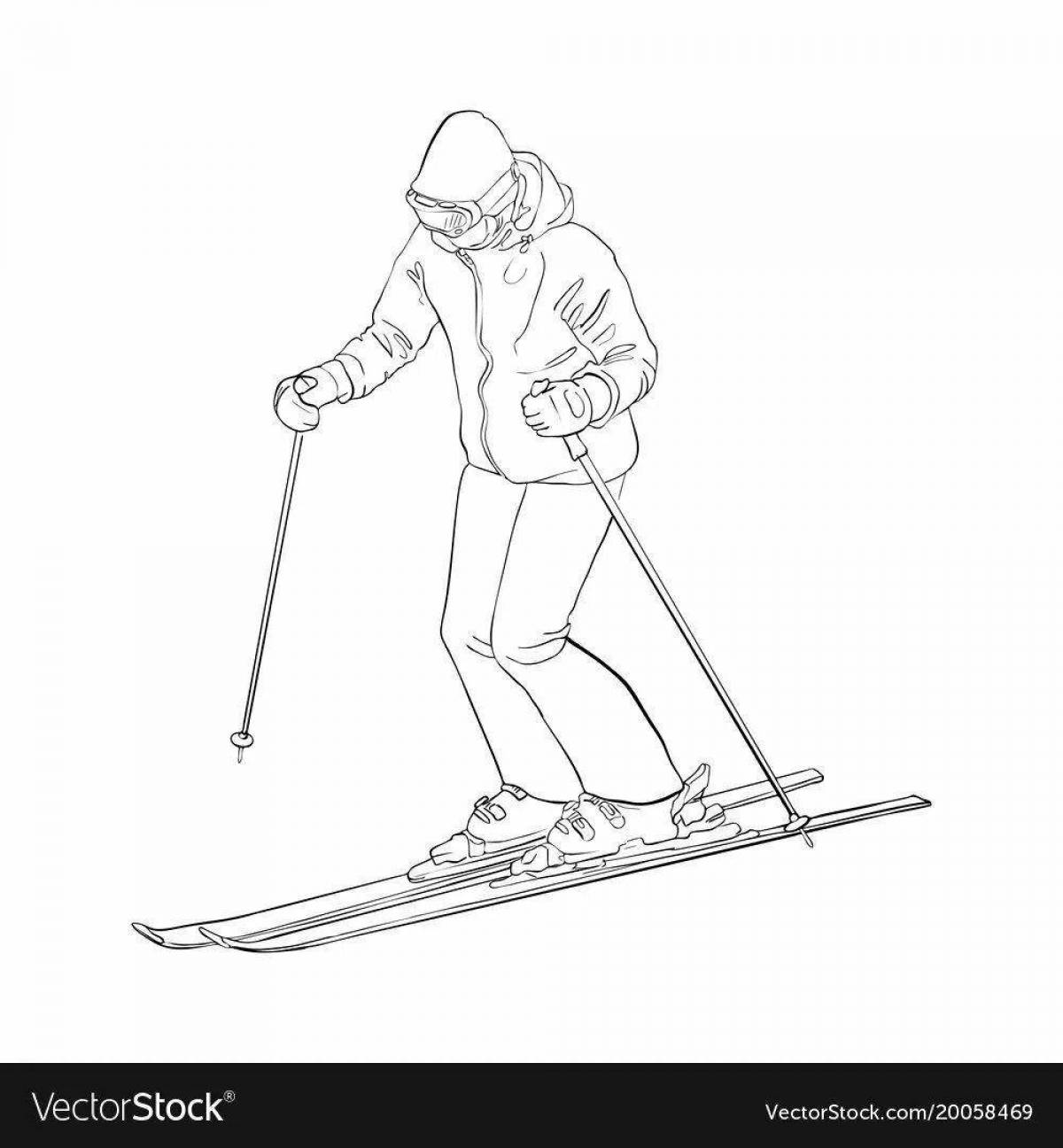 Мужественный лыжник в движении