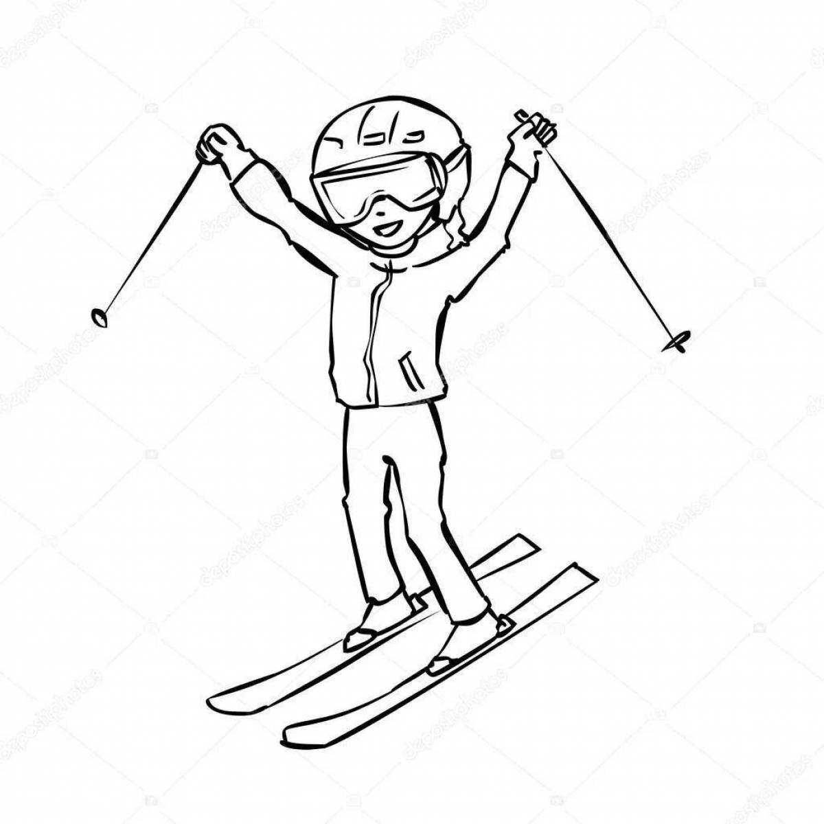 Сияющий лыжник в движении