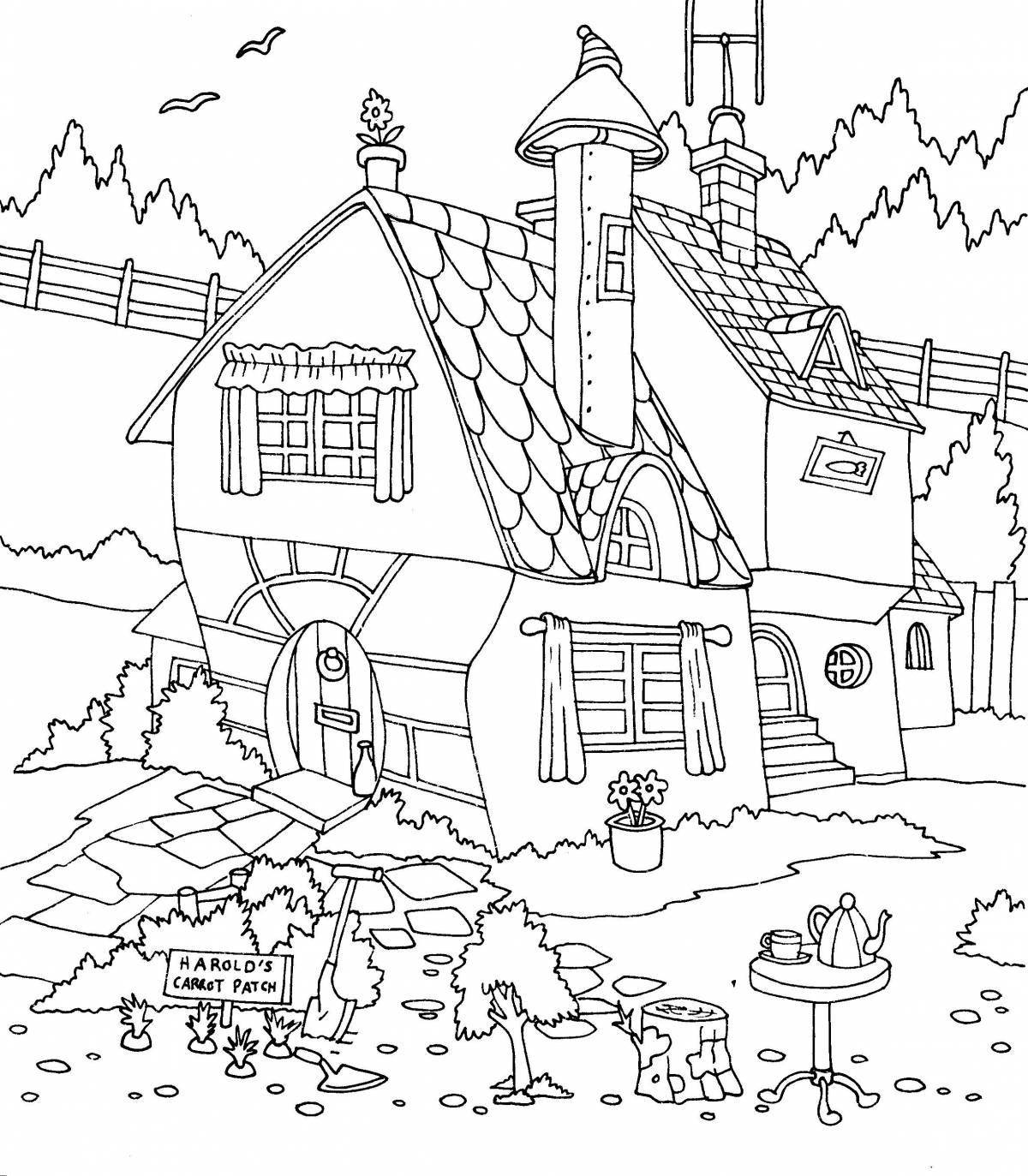 Coloring gorgeous house wish price game