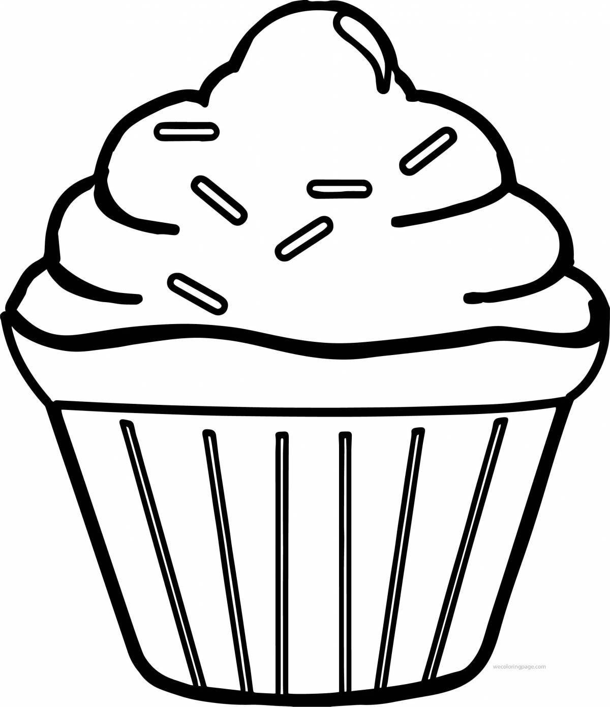Bright cupcake coloring page