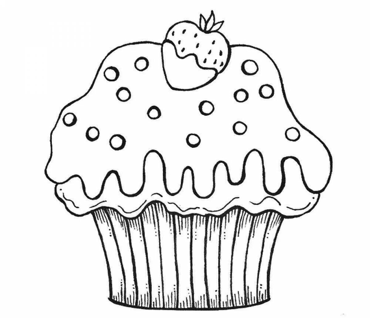 Decorative cupcake coloring page