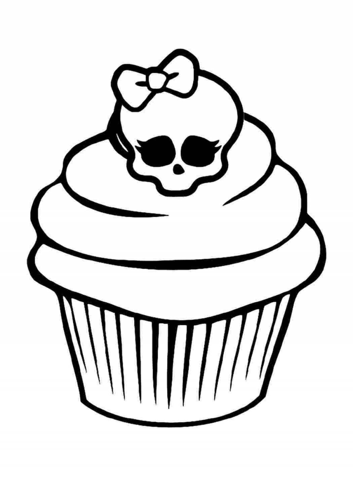 Coloring book funny cupcake