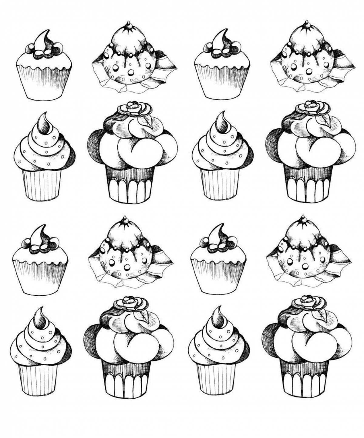Fancy cupcake coloring page