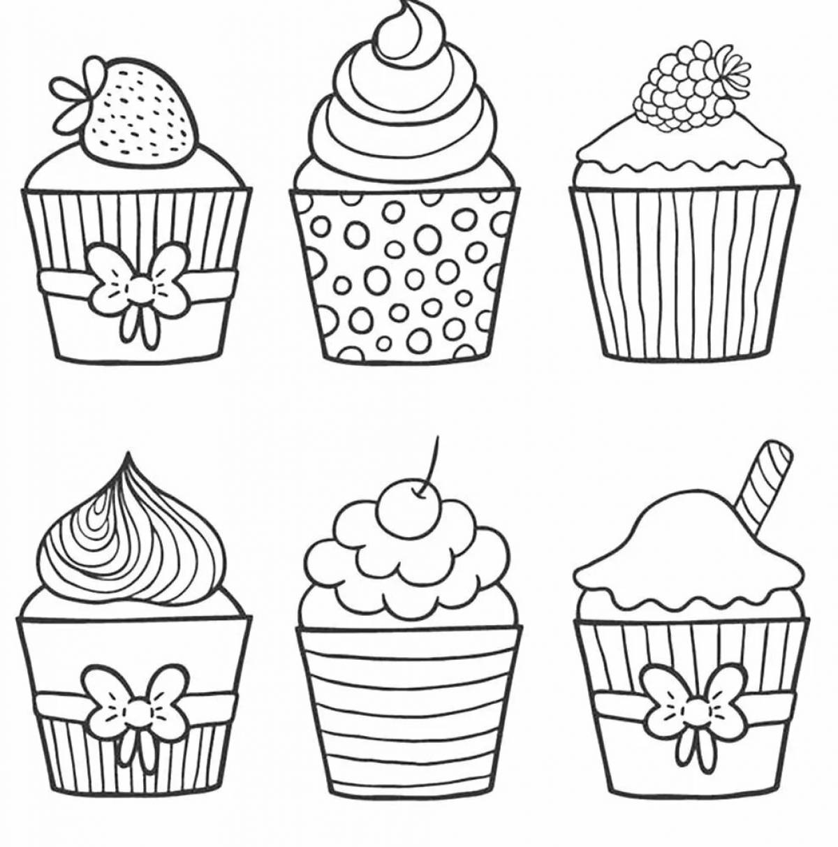 Colourful cupcake coloring book