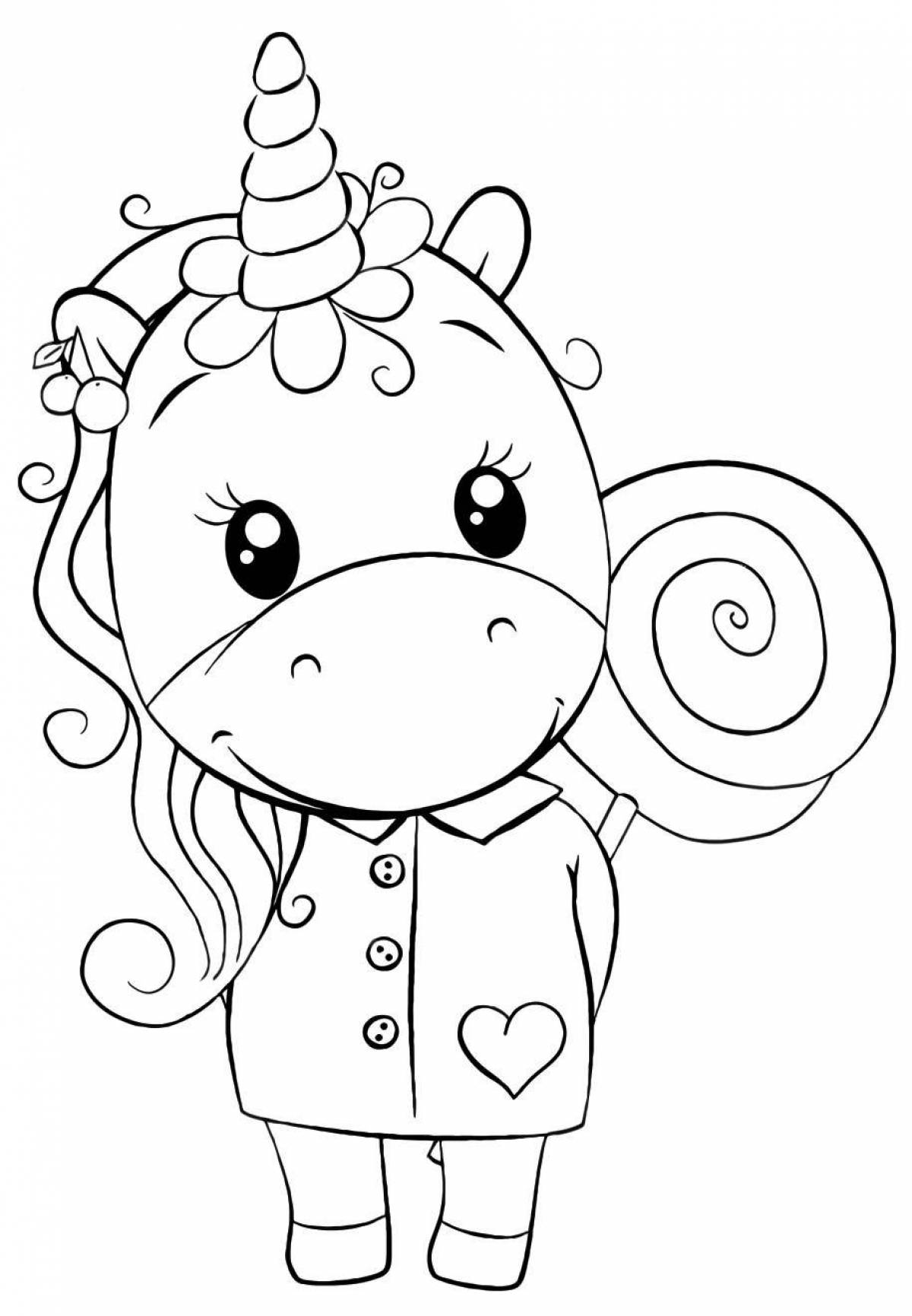 Adorable cute unicorn coloring book for kids