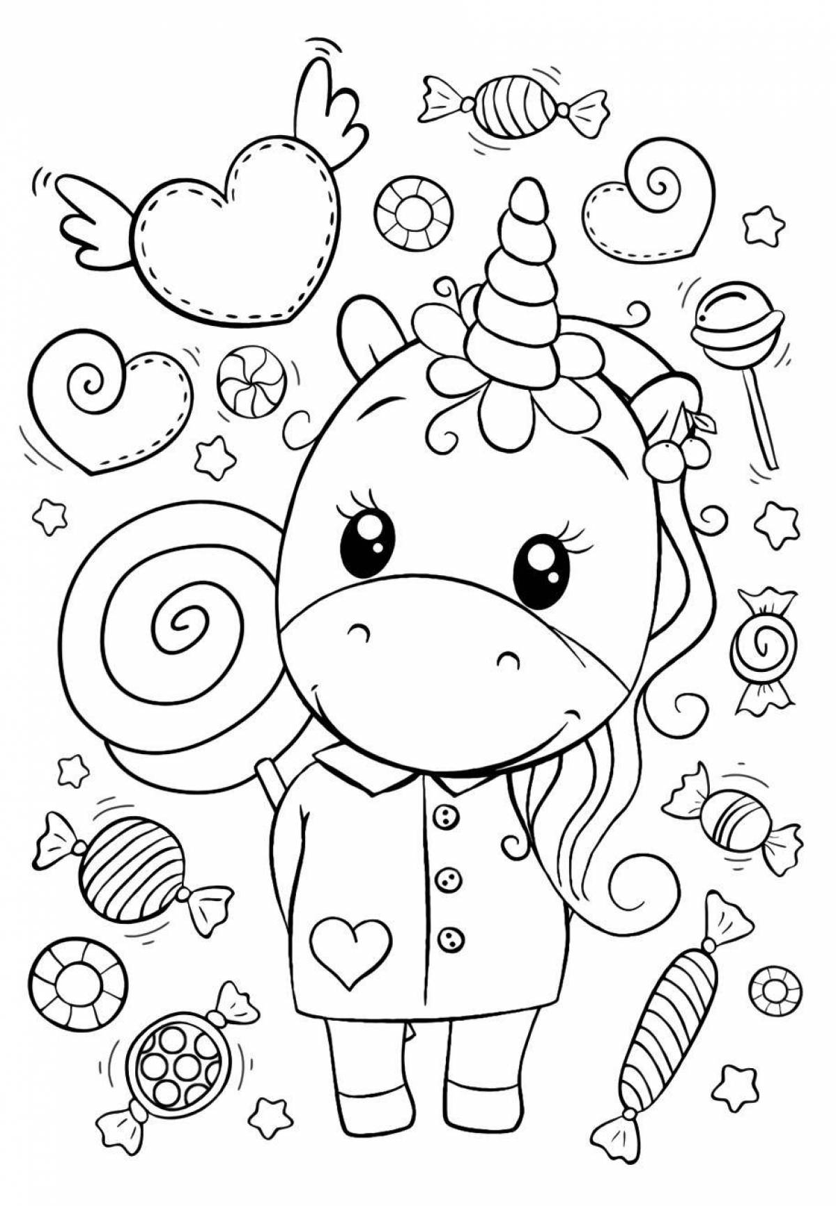 Coloring cute unicorn for kids