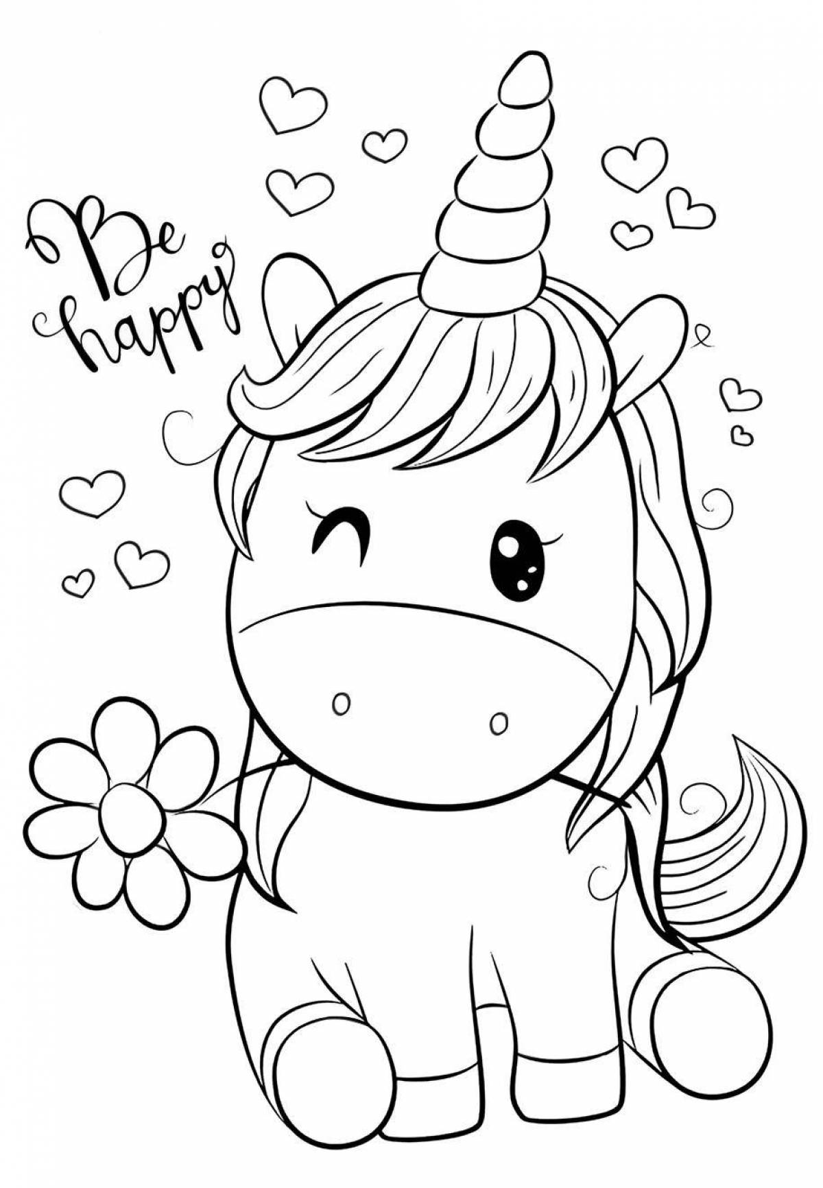 Great cute unicorn coloring book for kids